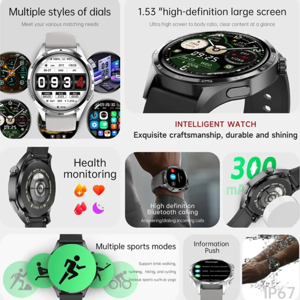 GT5 PRO Smart Watch Men Watch 5 Pro AMOLED HD Screen Bluetooth Call GPS Trajectory NFC Heart Rate Compass SmartWatches 2024 New – Image 6