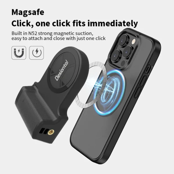 Support Téléphone Magnétique avec Poignée Appareil Photo, Stabilisateur Anti-Vibration, Bluetooth Intelligent, Charge Sans Fil et Fonction Selfie pour Bureau – Image 2