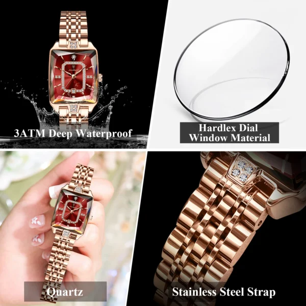 Montre chic Femme Rectangulaire DE LUXE | Étanche, Élégante – Image 4