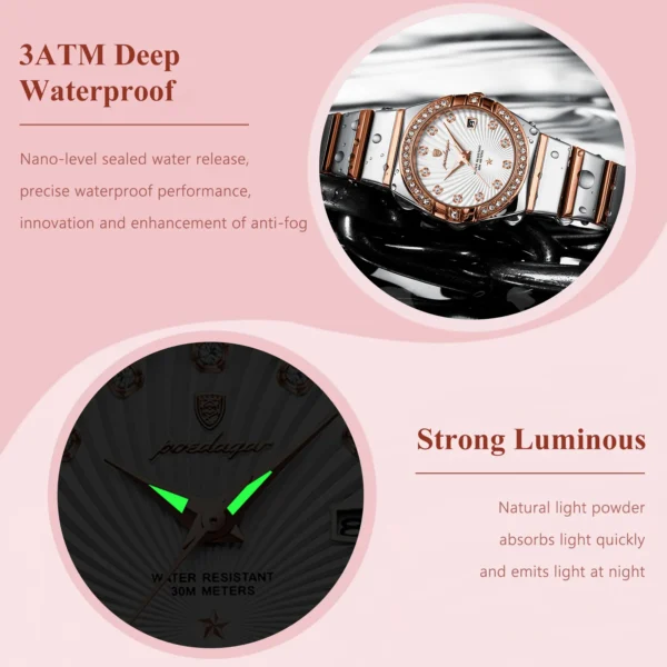 Montre De Luxe Femme | Rose, Étanche, Élégante – Image 3