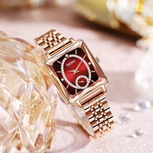 Montre Femme Luxe Quartz Rose Doré – Image 2