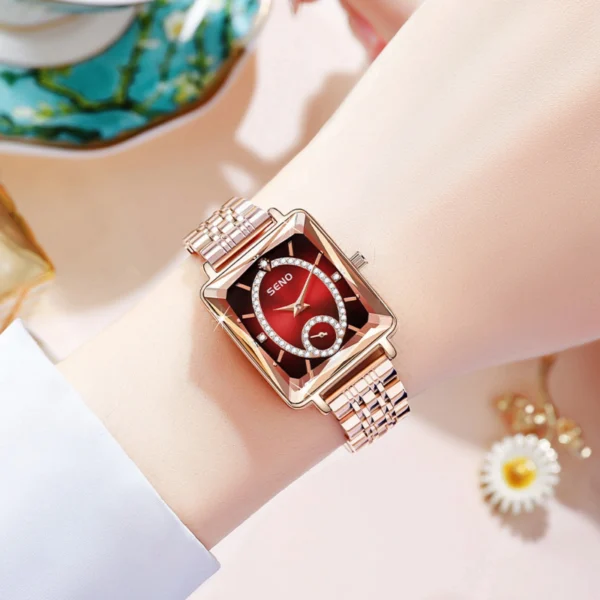 Montre Femme Luxe Quartz Rose Doré – Image 5