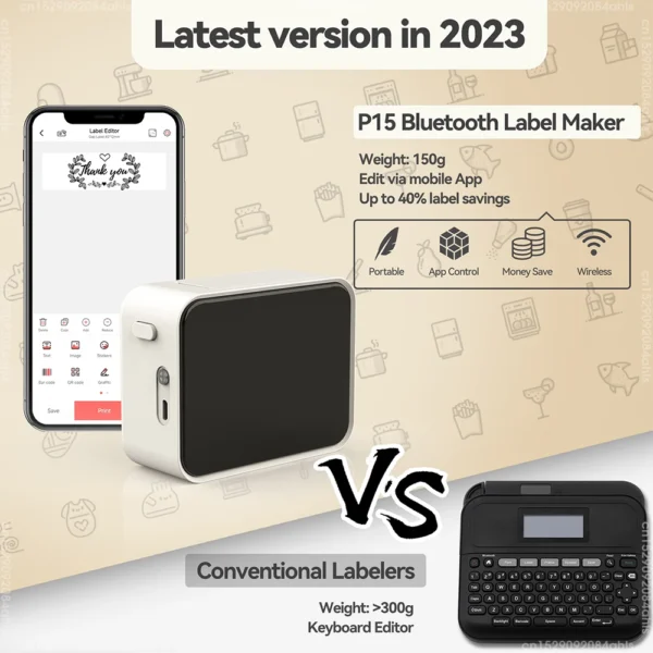 Imprimante Étiqueteuse Bluetooth P15 Sans Encre Portable – Image 2