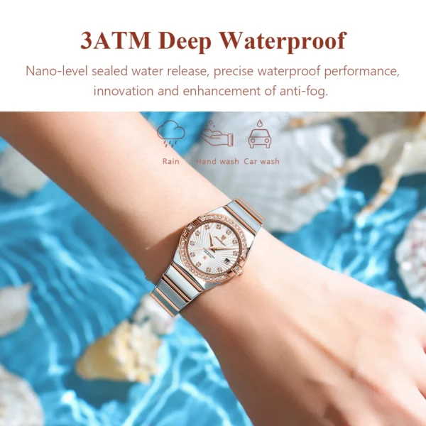 Montre De Luxe Femme | Rose, Étanche, Élégante – Image 2