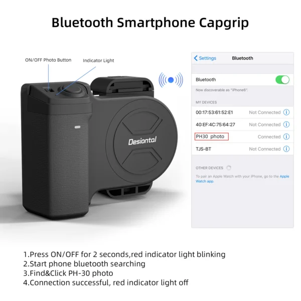 Support Téléphone Magnétique avec Poignée Appareil Photo, Stabilisateur Anti-Vibration, Bluetooth Intelligent, Charge Sans Fil et Fonction Selfie pour Bureau – Image 8