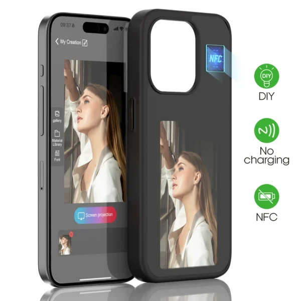 Coque iPhone avec Écran e-Ink 3.7” NFC – DIY & Sans Batterie – Image 2