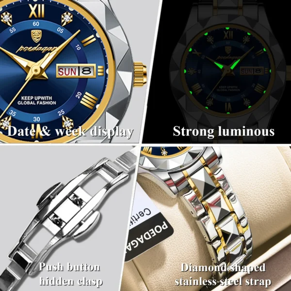 Montre de Luxe Femme Quartz Acier Inox | Étanche, Élégante – Image 3