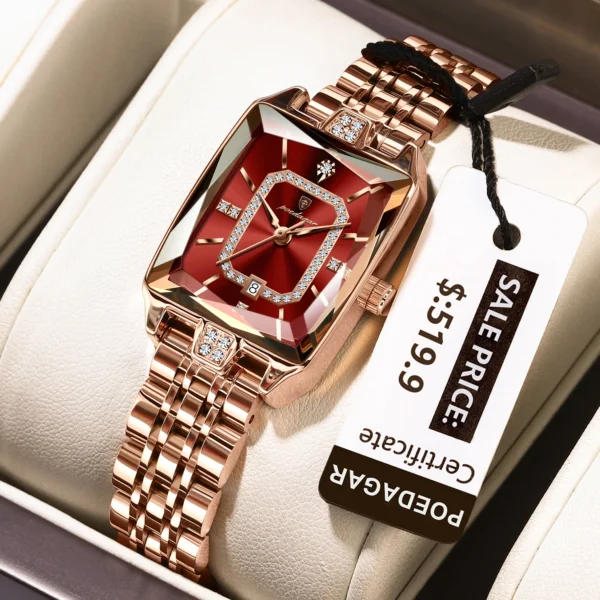 Montre chic Femme Rectangulaire DE LUXE | Étanche, Élégante – Image 9